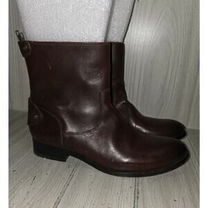 Frye Melissa Brown Leather Boots Button Zip Back Women Size 9.5M Worn Once